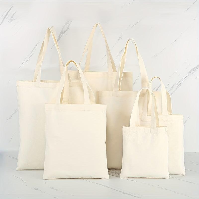 Minimalist Solid Canvas Bag Lightweight Versatile Storage Handbag Shopper Bag