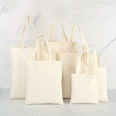 Minimalist Solid Canvas Bag Lightweight Versatile Storage Handbag Shopper Bag