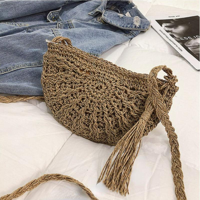 Straw Beach Handbag Woven Purse Women's Daily Versatile Beach Essentials