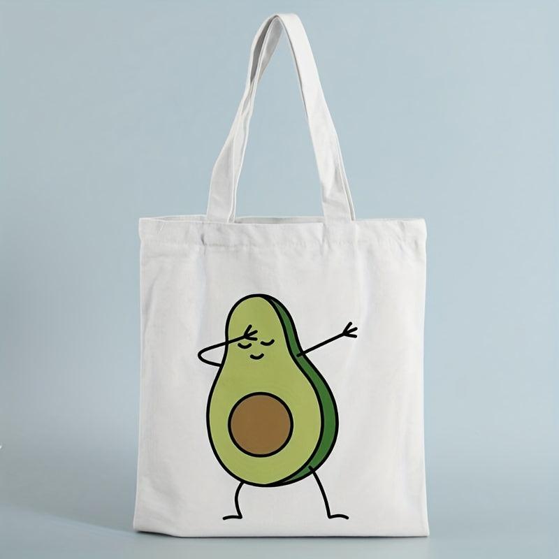 Cartoon Avocado Print Shoulder Bag Lightweight Storage Bag