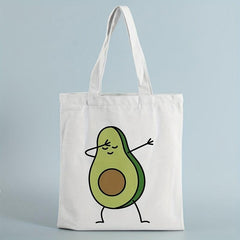 Cartoon Avocado Print Shoulder Bag Lightweight Storage Bag