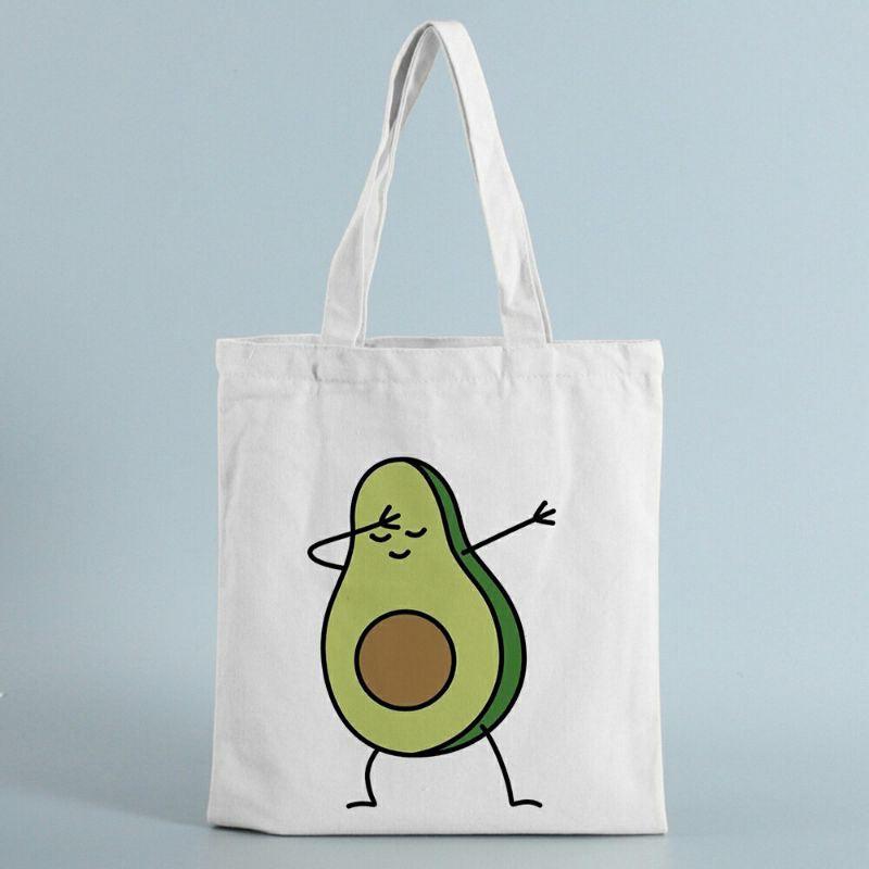 Cartoon Avocado Print Shoulder Bag Lightweight Storage Bag