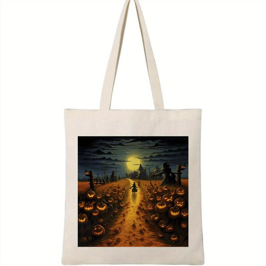 Halloween Elements Pattern Canvas Shoulder Bag