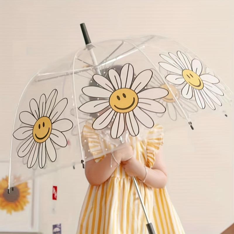 Kids Clear Bubble Umbrella With Easy Grip Handle Dinosaur Dots Rocket Flower