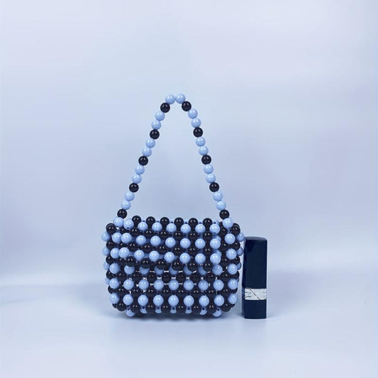 Mini Colorblock Beaded Handbag Vintage Acrylic Coin Purse Women's Retro