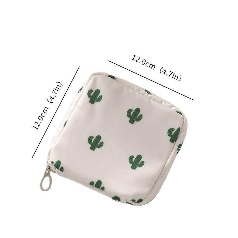 Cactus Print Sanitary Napkin Storage Bag Organizer