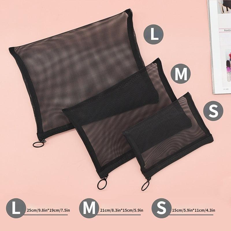 Mesh Cosmetic Bag Zipper Makeup Pouch Travel Organizer