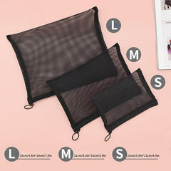 Mesh Cosmetic Bag Zipper Makeup Pouch Travel Organizer