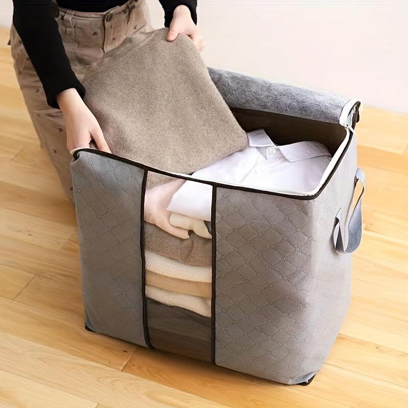 Large Capacity Foldable Clothes Bag With Window Dustproof Zipper