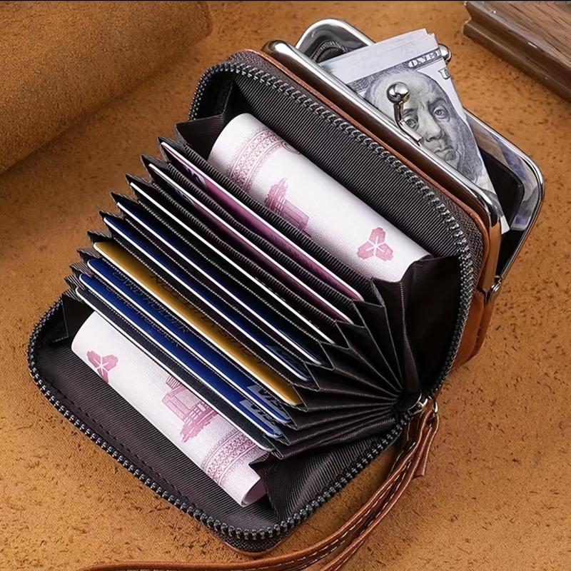 Vintage Zipper Card Holder Coin Purse Wristlet Bag