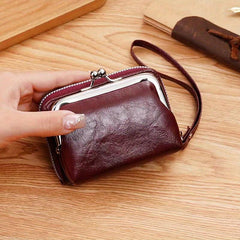 Vintage Zipper Card Holder Coin Purse Wristlet Bag