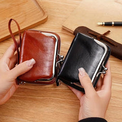 Vintage Zipper Card Holder Coin Purse Wristlet Bag