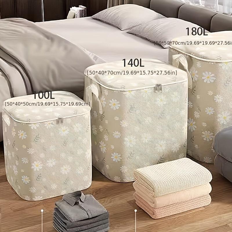 Large Capacity Daisy Pattern Storage Box Lightweight Zipper Organizer