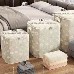 Large Capacity Daisy Pattern Storage Box Lightweight Zipper Organizer