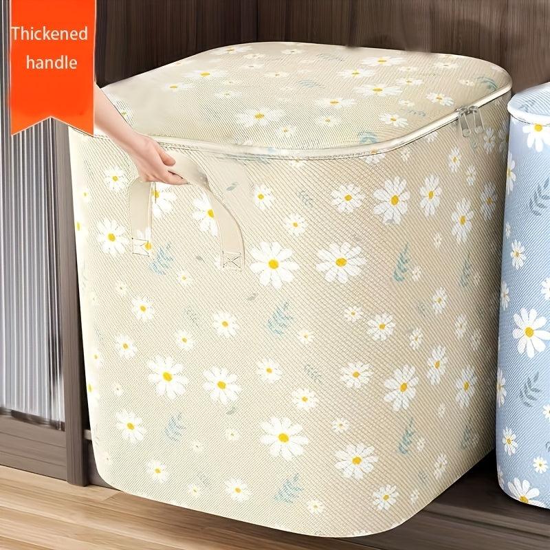 Large Capacity Daisy Pattern Storage Box Lightweight Zipper Organizer