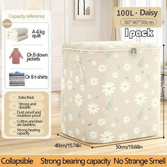 Large Capacity Daisy Pattern Storage Box Lightweight Zipper Organizer