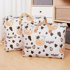 Cartoon Cow Storage Bag Lightweight Zipper Organizer Travel Luggage