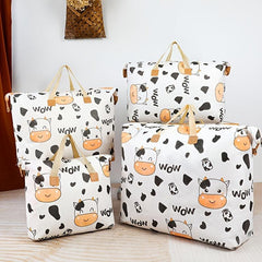 Cartoon Cow Storage Bag Lightweight Zipper Organizer Travel Luggage