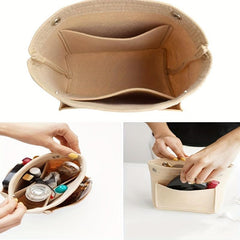Large Capacity Felt Makeup Bag Travel Organizer Insert Bag