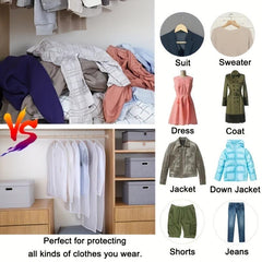 4pcs Clear Hanging Garment Bag Clothing Dust Cover Closet Suit Protector
