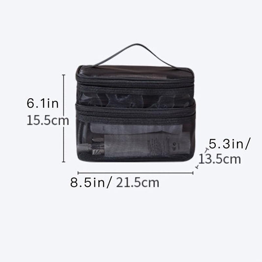 Large Capacity Mesh Makeup Bag Travel Toiletry Organizer