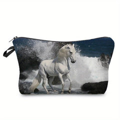 Horse Print Storage Pouch Zipper Lightweight Carry On Bag