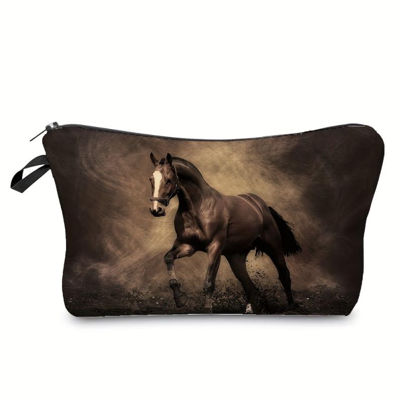 Horse Print Storage Pouch Zipper Lightweight Carry On Bag