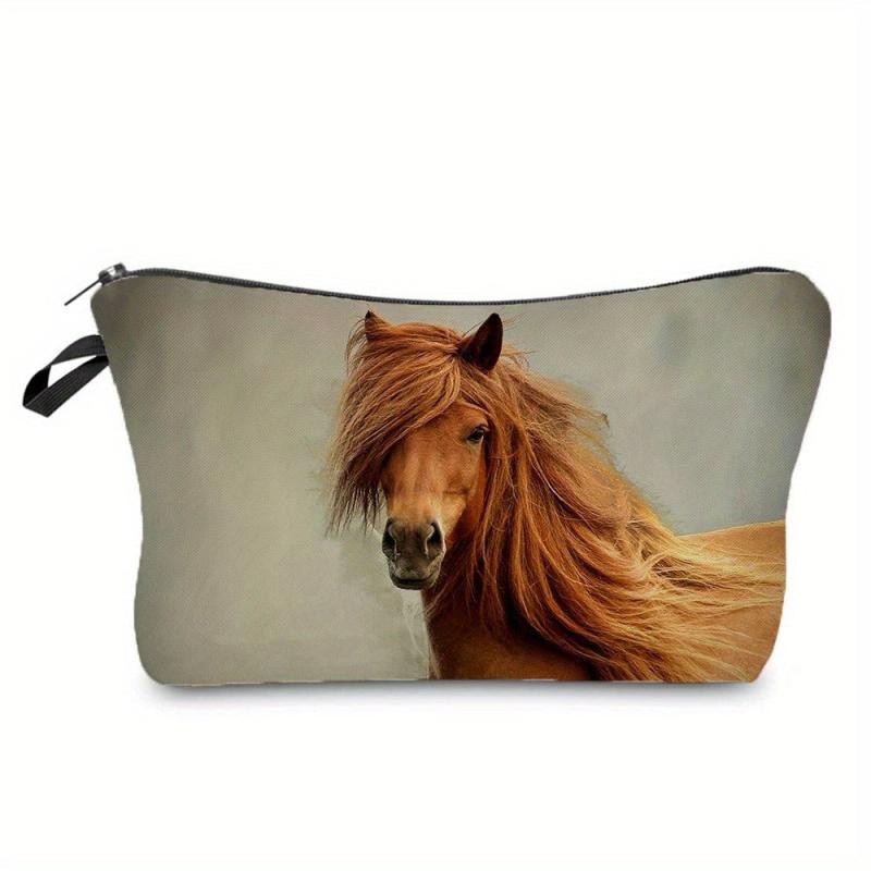 Horse Print Storage Pouch Zipper Lightweight Carry On Bag