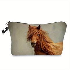 Horse Print Storage Pouch Zipper Lightweight Carry On Bag