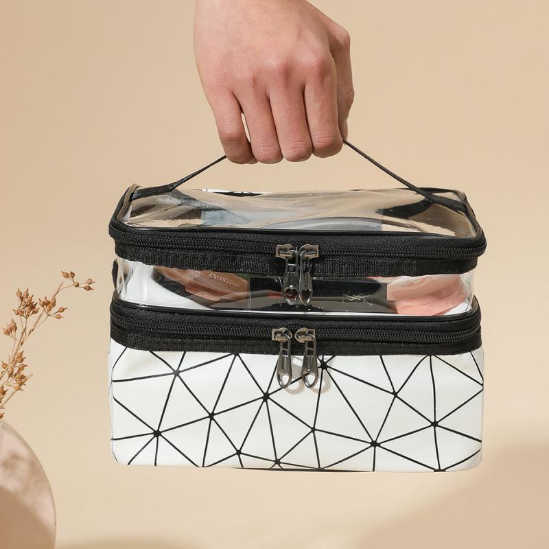 Double Layer Cosmetic Box Portable Makeup Bag Functional Cosmetic Storage Case