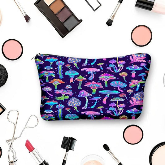 Mushroom Print Zipper Bag Makeup Coin Purse