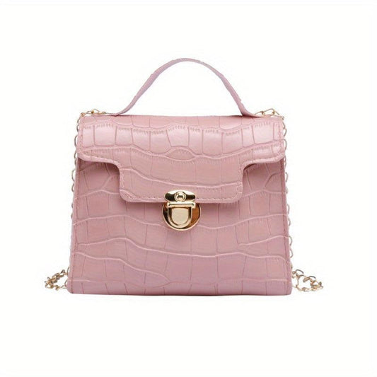 Stone Pattern Shoulder Bag Lightweight Portable Waterproof PU Leather Handbag