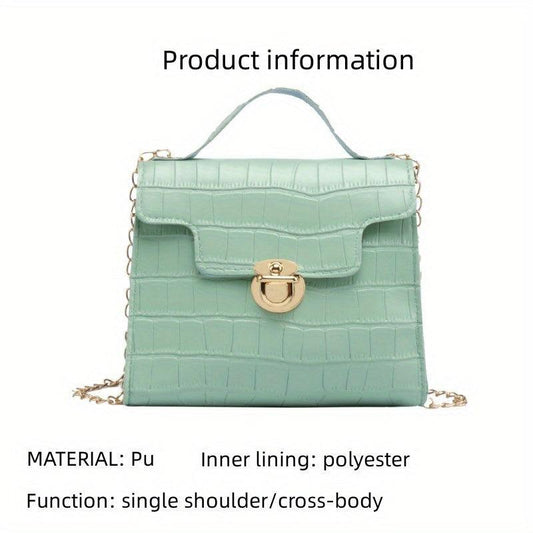 Stone Pattern Shoulder Bag Lightweight Portable Waterproof PU Leather Handbag