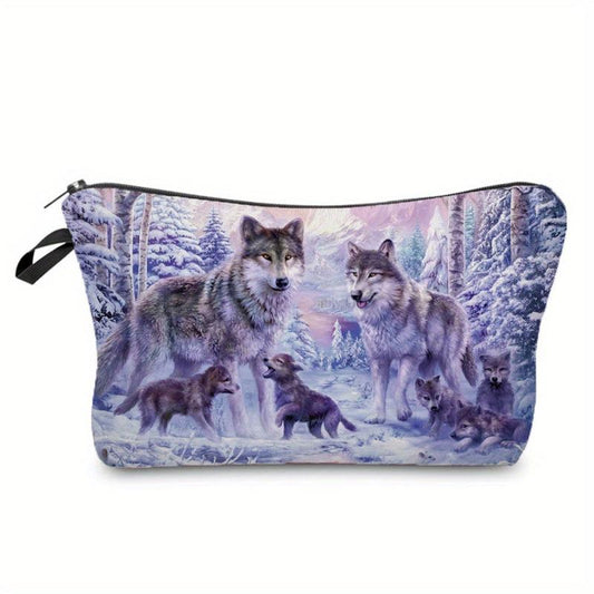 Wolf Pattern Zipper Storage Bag Coin Purse