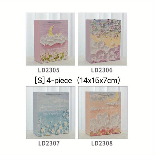 4pcs Oil Painting Tote Gift Bag Set Student Graduation Birthday DIY Gift Bag