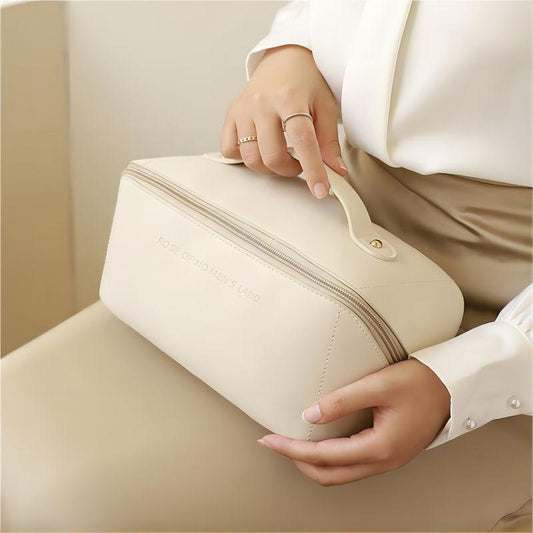 Large Capacity Portable Cosmetic Bag Handle Zipper Letter Print Toiletry Bag