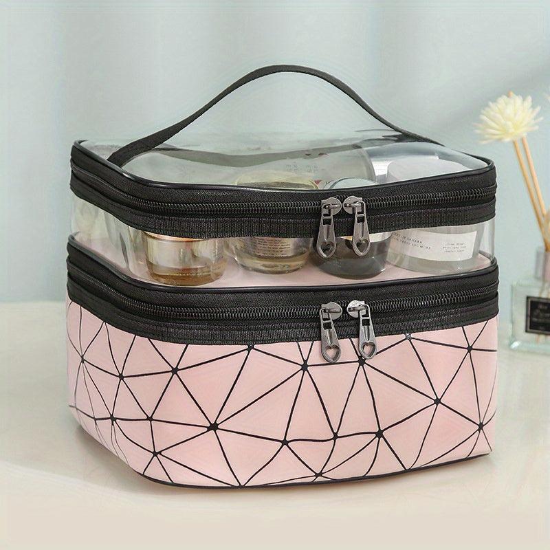 Double Layer Transparent Cosmetic Bag Waterproof PVC Makeup Bag Organizer