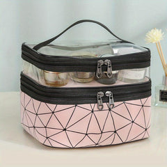 Double Layer Transparent Cosmetic Bag Waterproof PVC Makeup Bag Organizer