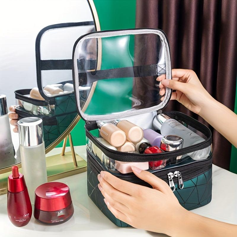 Double Layer Transparent Cosmetic Bag Waterproof PVC Makeup Bag Organizer