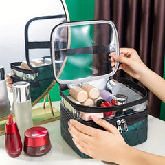 Double Layer Transparent Cosmetic Bag Waterproof PVC Makeup Bag Organizer