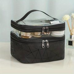 Double Layer Transparent Cosmetic Bag Waterproof PVC Makeup Bag Organizer