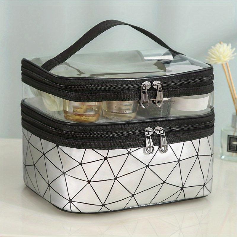 Double Layer Transparent Cosmetic Bag Waterproof PVC Makeup Bag Organizer