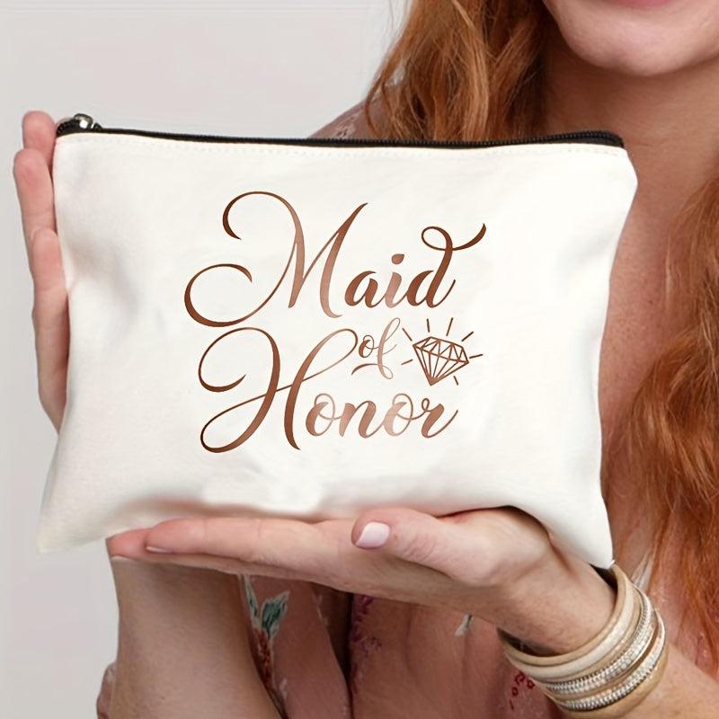 Portable Canvas Wedding Bride Makeup Bag Cosmetic Organizer Pouch