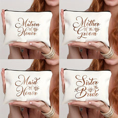 Portable Canvas Wedding Bride Makeup Bag Cosmetic Organizer Pouch