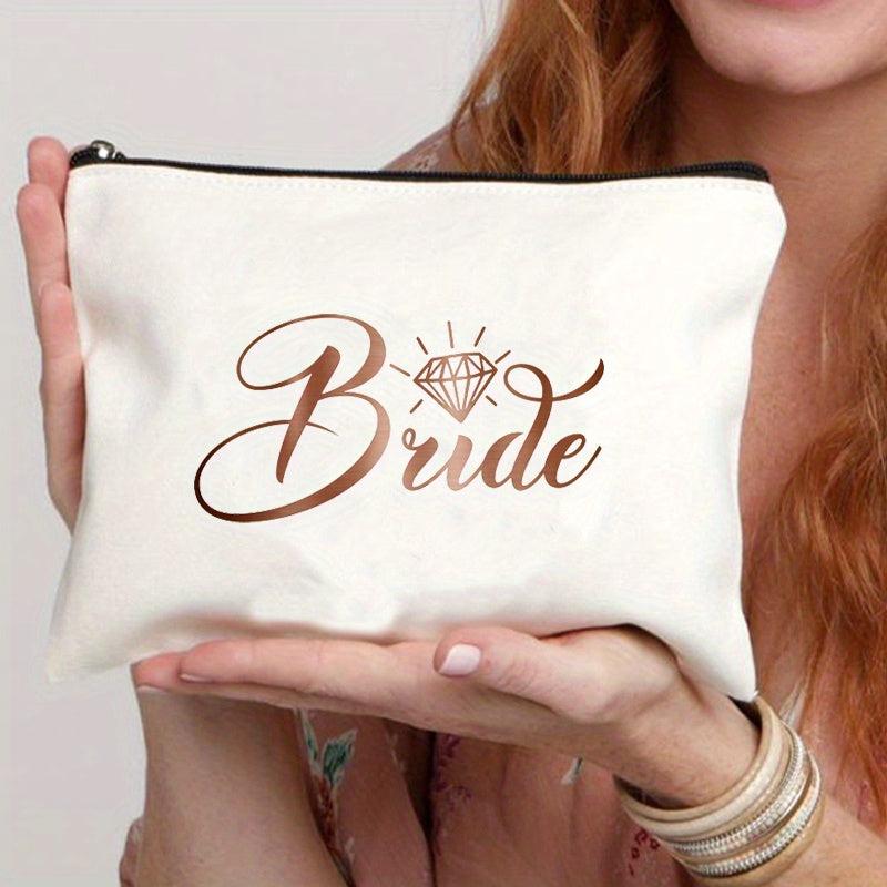 Portable Canvas Wedding Bride Makeup Bag Cosmetic Organizer Pouch