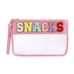 Large Capacity Snacks Bag Chenille Letter Decor Cosmetic Bag