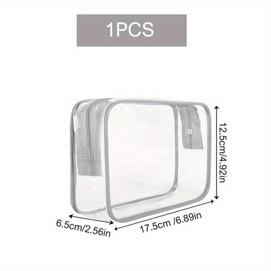 Transparent Zipper Makeup Pouch Toiletry Wash Bag Portable Cosmetic Bag