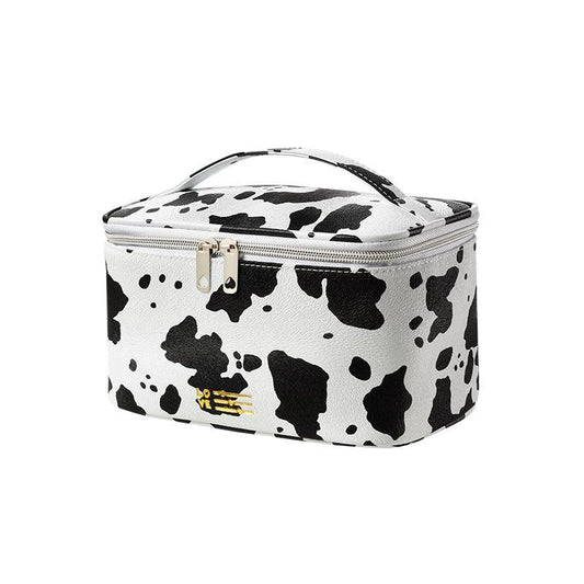 Cow Print Portable Cosmetic Bag Zipper Travel Waterproof Makeup Storage Bag