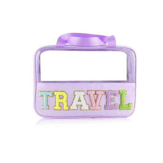 Large Capacity Portable Makeup Bag Semi Transparent Storage Bag