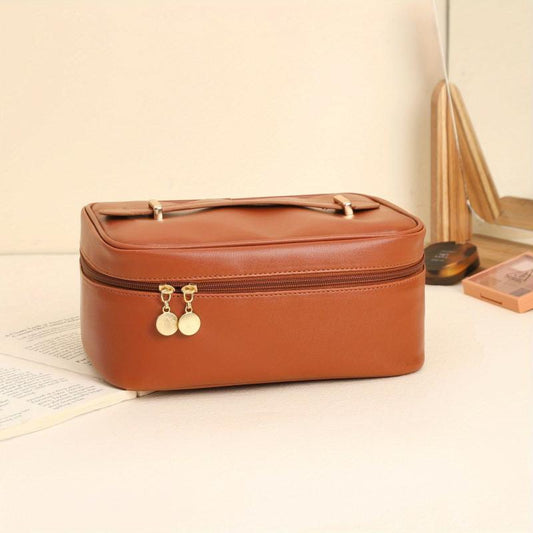 Solid Makeup Zipper Handbag All Match Storage Bag For Travel